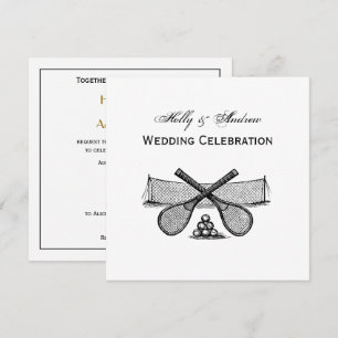 Convite Rede de Tênis de Vintage Esporte, Raquetas Cruzad