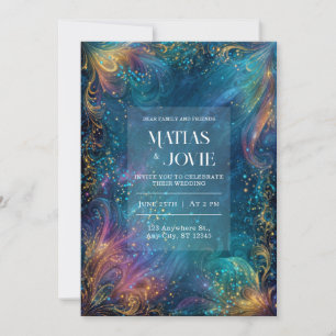Convite Redemoinho Celestial Casamento Roxo Azul Turquesa 