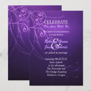 Convite redemoinho chique elegante moderno casamento roxo 