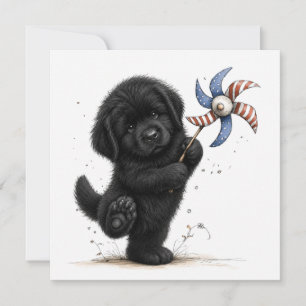 Convite Redemoinho de cachorrinho vermelho branco e azul