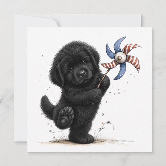 Convite Redemoinho de cachorrinho vermelho branco e azul  (Frente)