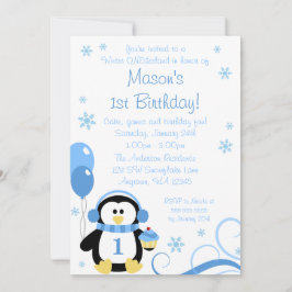 Convite Redemoinho de Cupcake de Pinguim Inverno Onederlan