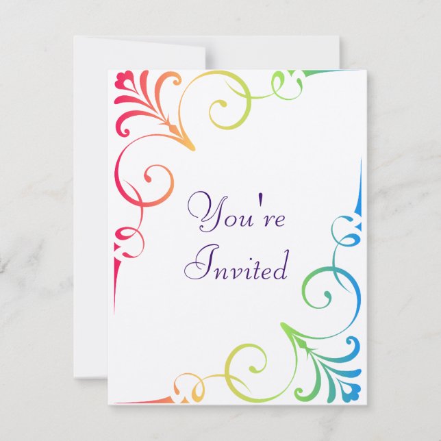 Convite Redemoinho do casamento do arco-íris (Frente)