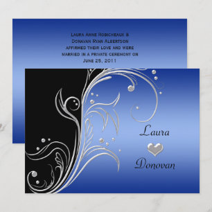 Convite Redemoinho Floral Prata Preto Azul Apenas Recepção