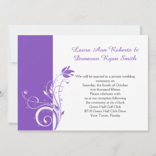 Convite Redemoinho Floral Roxo e Branco Apenas Recepção