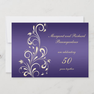 Convite Redemoinho Roxo Dourado 50º Aniversário de Casamen
