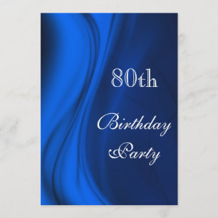 Convite Redemoinhos macios do aniversário azul do 80