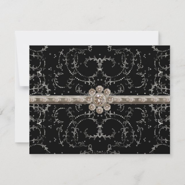 Convite Redemoinhos octogonais do diamante de Bling da (Frente)