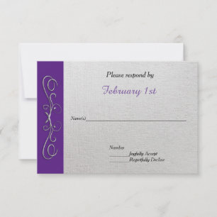 Convite Redemoinhos Prateados em Roxo(Alterar Cor) RSVP de