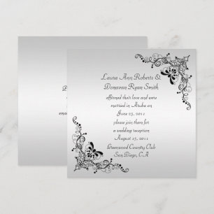 Convite Redemoinhos Pretos em Fundo de Prata Pós Casamento