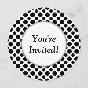 Convite redondo das bolinhas pretas do chá de