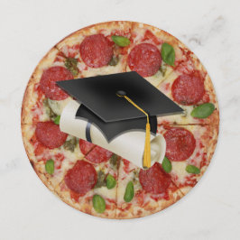 Convite Redondo de Festas de Pizza de Graduação