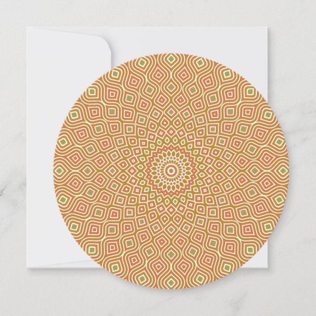 Convite Redondo Mosaic Whirlpool em Dourado e Oliv (Frente)