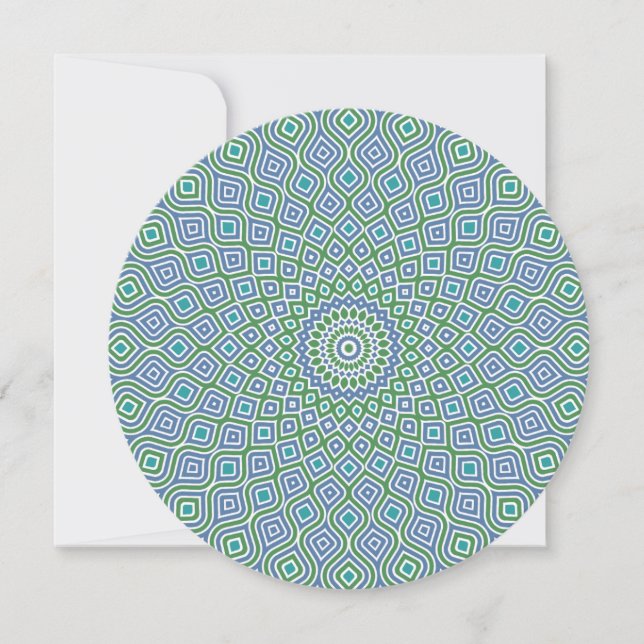 Convite Redondo Mosaic Whirlpool em Verde Azulado (Frente)