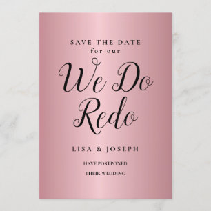 Convite Refazemos o Casamento Adiado Nova Data Rose Gold