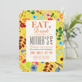 Convite Refeição do Dia de as mães Floral Moderno Boho Chi