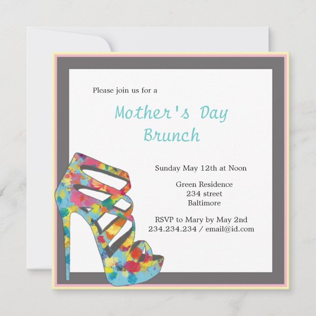 Convite Refeição matinal chique do dia das mães do salto (Frente)