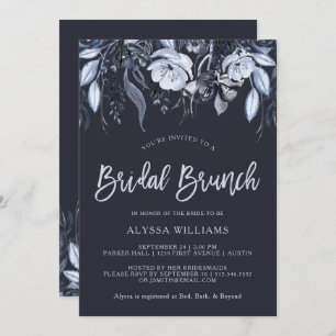 Convite Refeição matinal nupcial azul da aguarela floral