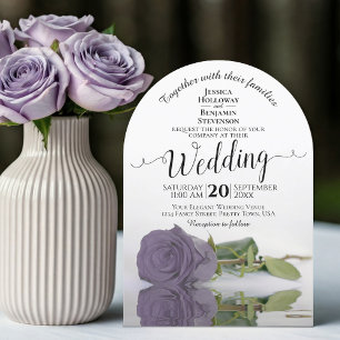 Convite Refletindo Casamento Elegante de Rosa Roxo Dusty