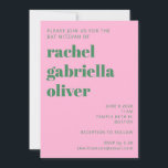 Convite Refletor Cor-de-rosa e Bat Simples Verde Mitzvah<br><div class="desc">Convocação Bat Mitzvah Simples,  Rosa Negrito e Verde</div>