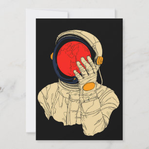 Convite Reflexão do Astronauta com Planeta Vermelho