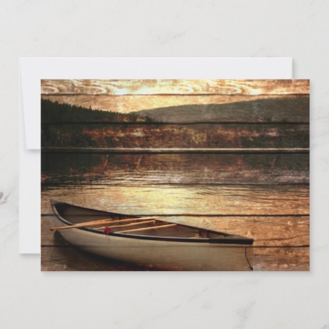 Convite Reflexo de grãos de madeira primitiva Casa de Lago (Frente)