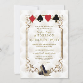 Convite Reforma do Poker em Vegas do Deco de Arte Dourada 