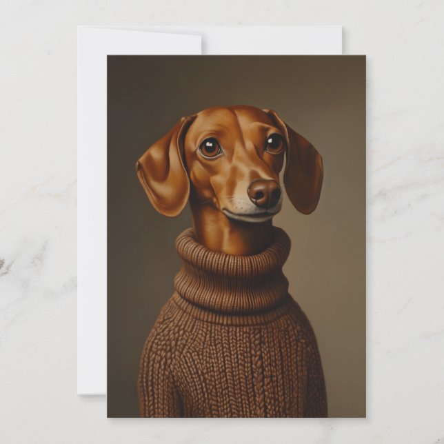 Convite Regal Dachshund em um Turtleneck (Frente)