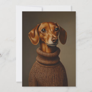Convite Regal Dachshund em um Turtleneck