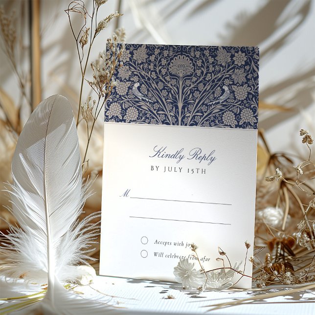 Convite Regal Marinho e Cream RSVP Wedding (Criador carregado)