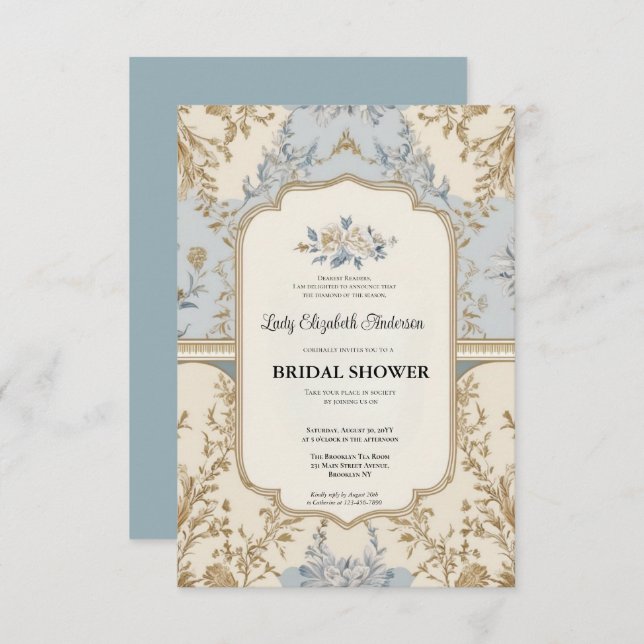 Convite regency era gold Bridgerton Chá de panela Invit (Frente/Verso)