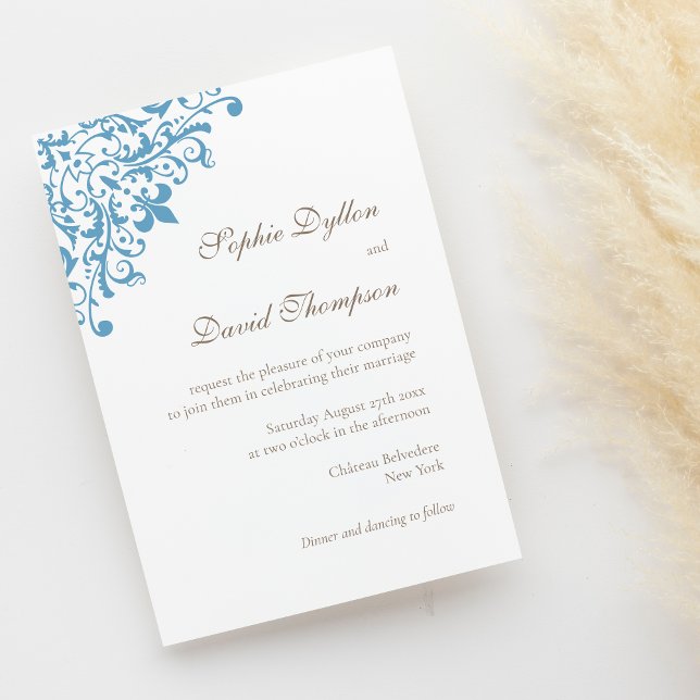 Convite Regency French Blue Fleur de Lis Pattern (Criador carregado)