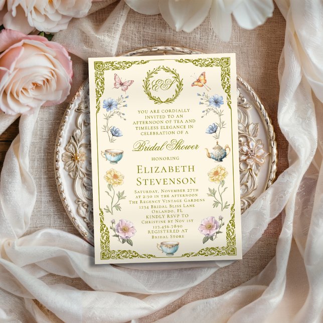 Convite Regency Tea With The Bride To Be Bridal Shower (Criador carregado)