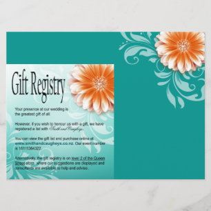 Convite Registro de Presentes Gerbera Daisy Laranja Aqua