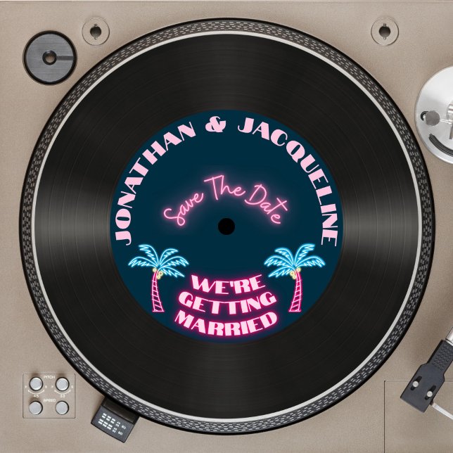 Convite Registro Tropical Neon Vinil da década de 80 Salva (Criador carregado)