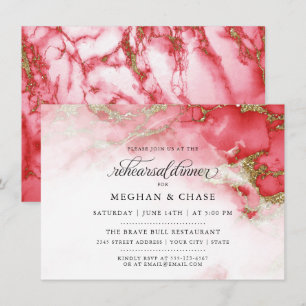 Convite Rehearsal Dinner  Geodo de Coral Moderno