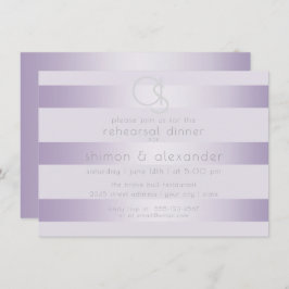 Convite Rehearsal Dinner | Lilac Shimmer Stripes Monograma
