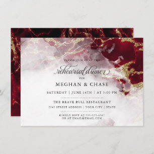Convite Rehearsal Dinner   Red Ruby Watercolor Geode