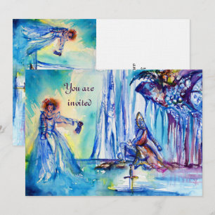 Convite REI ARTHUR, DAMA DO LAGO E EXCALIBUR linho