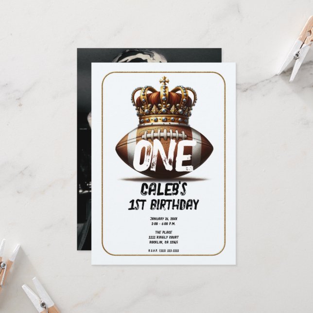 Convite Rei do Futebol Coroa Dourada Foto Fundo 1º Anivers (Frente/Verso In Situ)