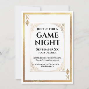 Convite Rei Dourado de Diamantes Carta de Jogo Noturno