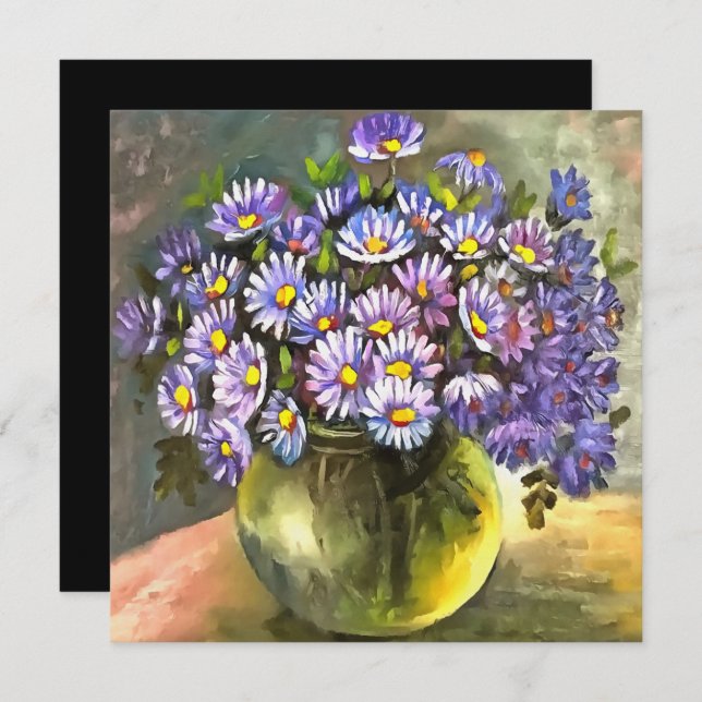 Convite Rei George Asters Em Um Vaso Metálico (Frente/Verso)