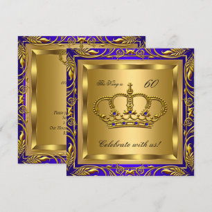 Convite Rei ou Rainha Azul Royal Dourado Festa de Aniversá