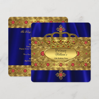 Convite Rei Príncipe Azul Real Vermelho Coroa Aniversário
