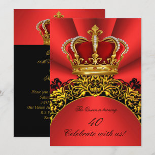 Convite Rei Rainha Ouro Real Regal Vermelhado Festa de Ani