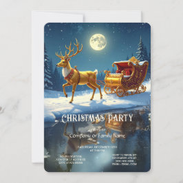 Convite Reindeer Christmas Sleigh Holiday Party Invitation