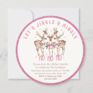 Convite Reindeer de Natal Jingle & Mingle Fescier Party