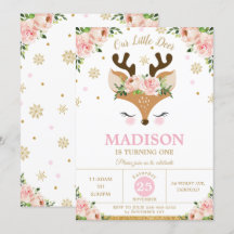 Reindeer Floral Flocos de neve Festa de aniversári