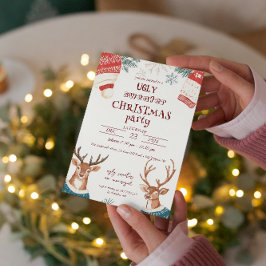 Convite Reindeer na Festa de Natal do Sweater Feio