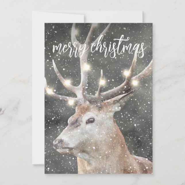 Convite Reindeer Na Neve De Inverno (Frente)